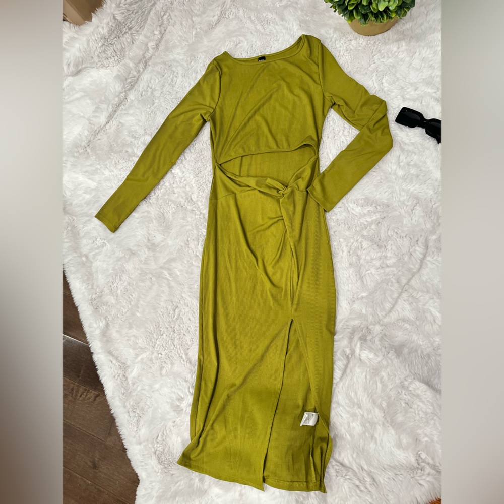 SHEIN Ribbed Mustard Dress - Picture 2 of 3